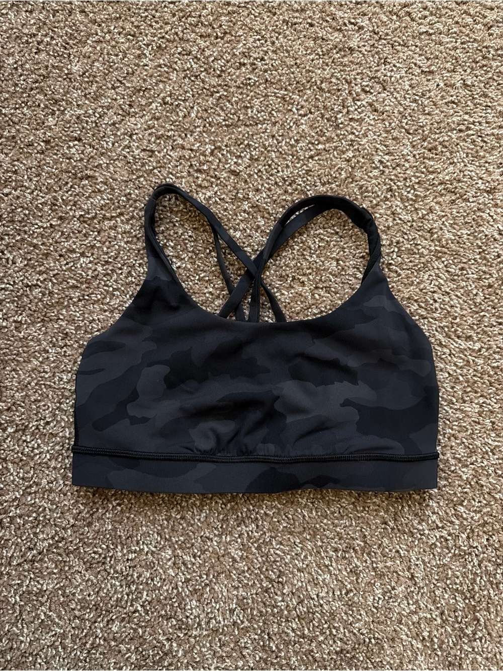 lululemon athletica Black Camo Strappy Sports Bra